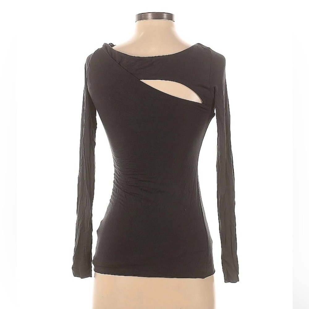 Bailey 44 Gray Cut Out Detail Long Sleeve Top Shirt Small